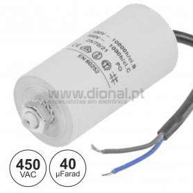 CONDENSADOR ARRANQUE 40uf 450V  C/ Fios